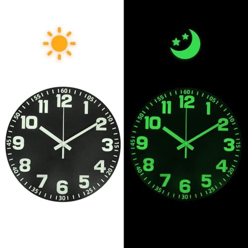 AUTVIVID 掛け時計 夜光 壁掛け時計 木製 静音 連続秒針 大文字 夜でも