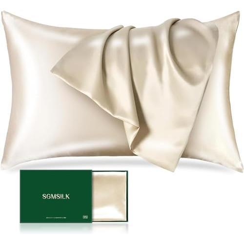 SGMSILK シルク 枕 カバー 22匁 100%天然 6A級 43x63cm ファスナー式 OEKO-TEX認証 片面シルク ピローケース | 