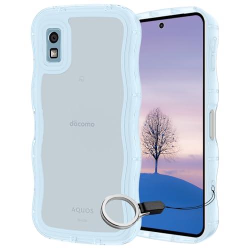 AQUOS wish3 ケース クリアブルー ウェーブ SH-53D TPU波状のバンパー