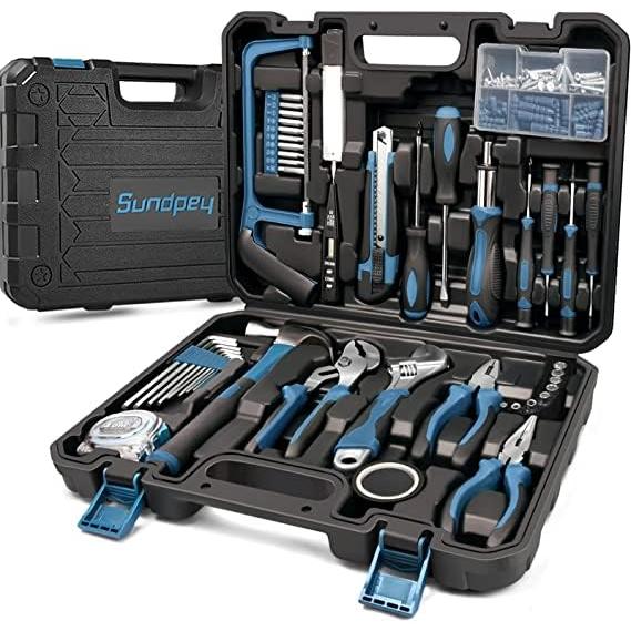 Sundpey 工具セット 148点組 - ホームツールセット作業工具セットラチェットドライバー六角レンチ プライヤーレンチ電圧テスターとポンプ | 