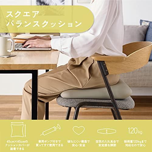 エレコム バランスボール エクリアスポーツ スクエア型 耐荷重120kg バランスクッション 45×45cmクッションカバー対応 専用ポンプ付 |  | 01