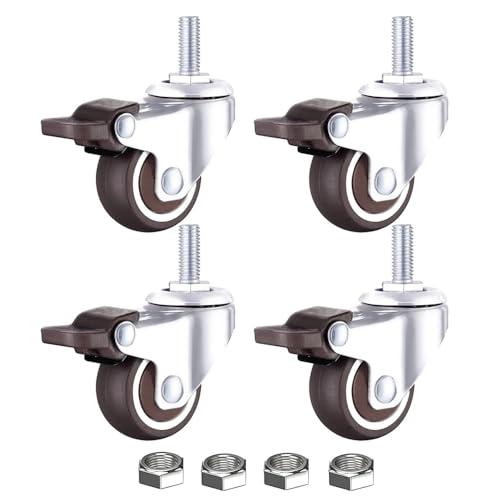 Zalslei キャスター ネジ式 自在式 M8 ブレーキ付き 車輪径1.25インチ