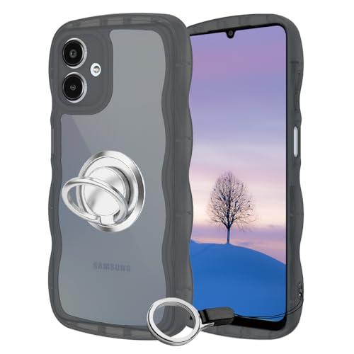 Galaxy A25 5G ケース ブラック ウェーブ リング付き TPU波状の