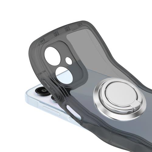 Galaxy A25 5G ケース ブラック ウェーブ リング付き TPU波状の