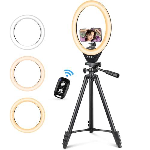 UBeesize LEDリングライト 10インチ スマホ三脚 自撮りライト ビデオライト タッチパネル操作式 zoom会議/ビデオ撮影/化粧/ブ | 