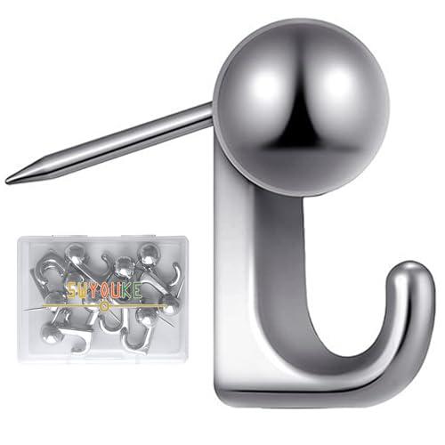 5WYOUKE10個入 石膏ボード フック 画鋲 フック ピンフック 耐荷重約5kg 壁 傷つけない おしゃれ シルバー ミニ 目立たない 押し | 