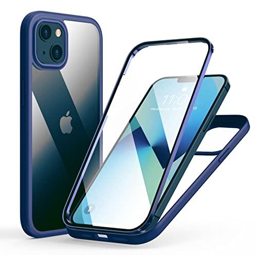 MQman iPhone13mini ケース 前面ガラス+背面ガラス 360°全面保護 100