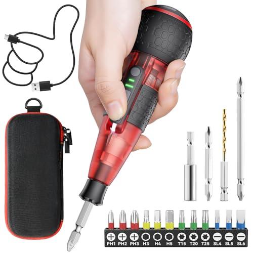 Yacooda 電動ドライバー 小型 伝統革新・中が見える電動ドライバー・鬼トルク6N.m強力 16点ビット付き 収納ケース付き USB-C充電 | 