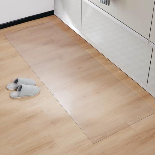 キッチンマット PVC 60×180cm 大判 厚さ1.5mm 透明マット ソフト 撥水 おしゃれ 汚れ防止 お手入れ簡単 床暖房対応 滑り止め | 