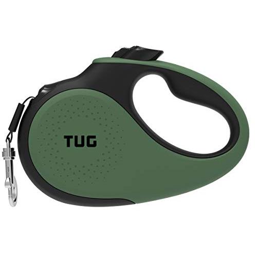 TUG 360°タングルフリー、頑丈引き込み式犬リード、スリップ防止ハンドル付き;5 m 強いナイロンテープ。片手ブレーキ、一時停止、ロック S | 