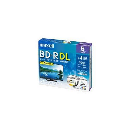 maxell 録画用 BD-R DL 標準260分 4倍速 ワイドプリンタブルホワイト 5枚パック BRV50WPE.5S | 