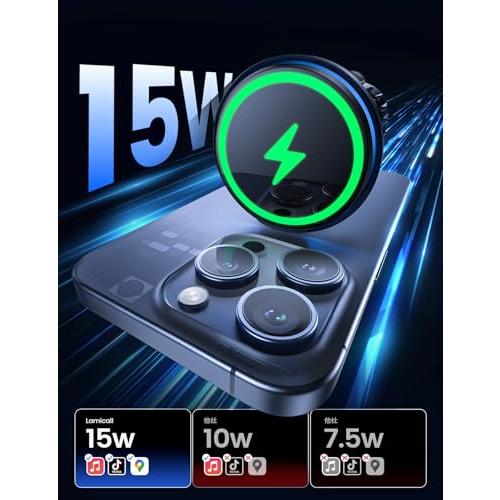 2in1・15Wスマホホルダー 車 ワイヤレス充電：Lamicall 急速