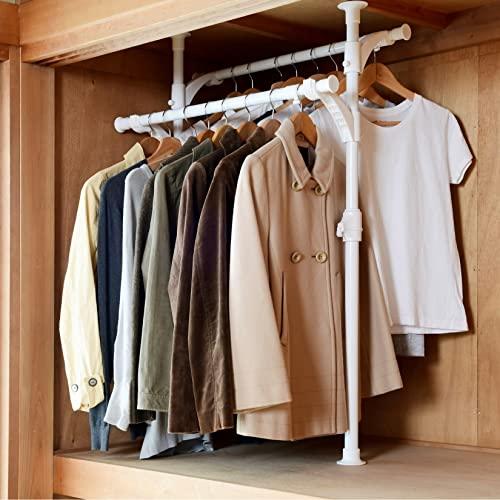 山善(YAMAZEN) 押し入れ ハンガーラック 全体耐荷重60kg 伸縮 (幅73-120×奥行35×高さ88-124cm) 突っ張り ワンタッチ | 