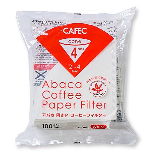 CAFEC 三洋産業 コーヒーフィルター 白 2~4杯用 アバカ 円錐形 100枚入 | 