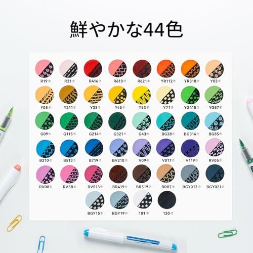 Ohuhu アクリルマーカー 筆タイプ 44色48本セット 直液式
