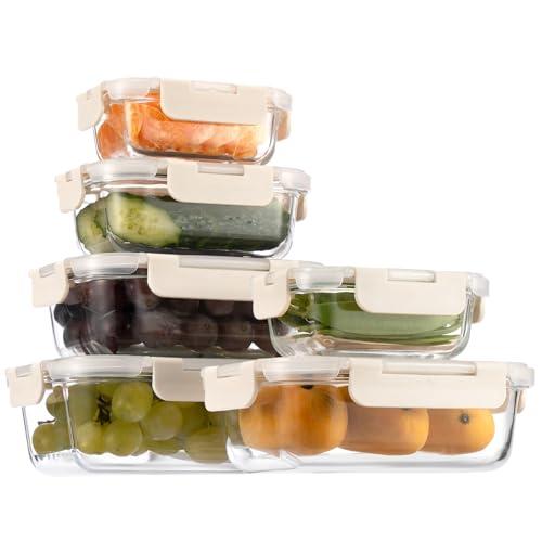 AILTEC 耐熱ガラス 保存容器 6個セット ガラス 密閉容器 タッパー