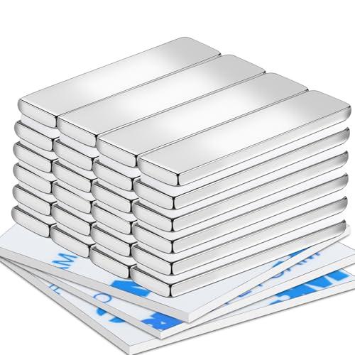強力マグネット 超強力磁石 40ｘ10ｘ3ｍｍ 両面テープ付き 24個セット | 