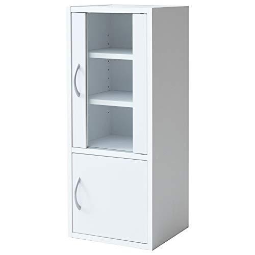 山善(YAMAZEN) 食器棚 (スリム) 幅32cm (ミニ) 高さ80×奥行29cm (扉が左右付け替えられる/棚板高さ調節) 一人暮らし 組立 | 