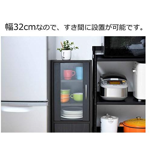 山善(YAMAZEN) 食器棚 (スリム) 幅32cm (ミニ) 高さ80×奥行29cm (扉が左右付け替えられる/棚板高さ調節) 一人暮らし 組立 |  | 02