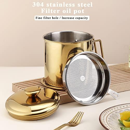 Evanda オイルポット ゴールド 1.4L 304ステンレス チタンメッキ 油こし器 受皿付き 液だれしにくい フィルターカートリッジ あぶ |  | 02