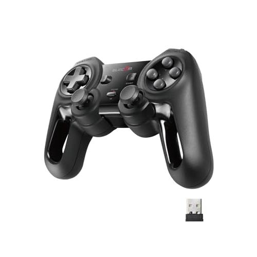 エレコム ワイヤレス ゲームパッド 13ボタン Xinput 振動 連射 高耐久 ブラック JC-U4113SBK | 