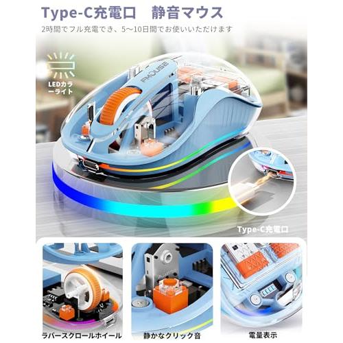 『マウス2.4G & Bluetooth *2マウス』マウス Bluetoothワイヤレスマウス ３モード 静音マウス 無線 Type-C充電式 |  | 02