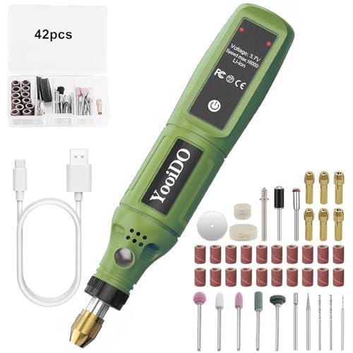 YooiDO ミニルーター リューター 3.7V 無線ルーター 3段変速 最大16000RPM/Min 42pcsワイヤレスリューター ルーター | 