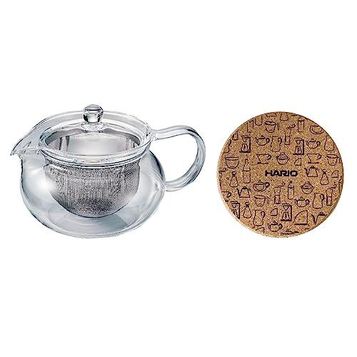 HARIO(ハリオ) 茶茶急須 丸 コルクマット付き 実用容量450mL 耐熱ガラス製 大きな茶こし 電子レンジ・食洗器対応 HARIO Gla | 