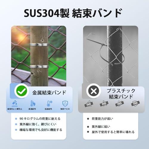結束バンド ステンレスバンド 50本入 4.6mm×300mm SUS304製 耐久 強力 耐熱性 耐候性 耐紫外線 耐薬品 金属結束バンド 屋 |  | 01