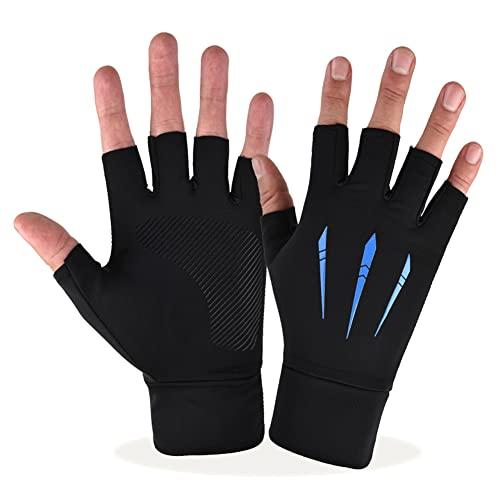 [SCOLORKI] メンズグローブ 春夏用 冷感手袋 薄手 UVカット 日焼け止め 指出し 5本切り 滑り止め スマホ操作 ストレッチ 速乾性 | 