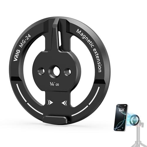 VRIG スマホホルダー 磁気 三脚 マウント Magsafe 1/4”ネジマウント 金属製 磁気マグネット 超強力磁力 片手操作 三脚用アクセ | 
