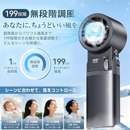 携帯ファン Sunfra 2026新モデル携帯扇風機 超高速暴風 -26℃瞬間冷却・10000mAh大