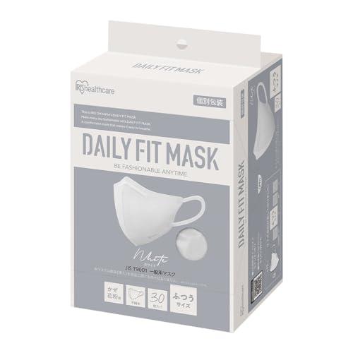 アイリスオーヤマ 立体マスク 30枚入 ホワイト ふつうサイズ 個包装 不織布マスク DAILY FIT 耳が痛くならない RK-F30SW | 