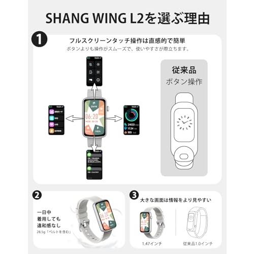 SHANG WING スマートウォッチ レディース iphone対応 アンドロイド対応 リストバンド型 腕時計 1.47インチ大画面 フルタッチ |  | 01