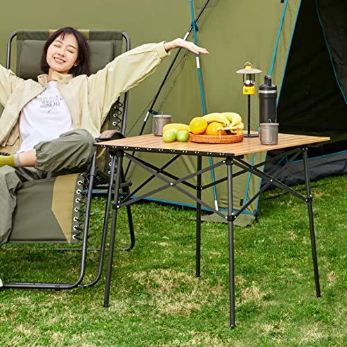 TIMBER RIDGE アウトドアテーブル 折りたたみ 70*70*70cm テレワーク 重量4.2kg 耐荷重45kg アルミ ロールテーブ |  | 01