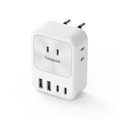 海外 変換プラグ cタイプ TESSN 1台7役 2USB-C付き 韓国 コンセント