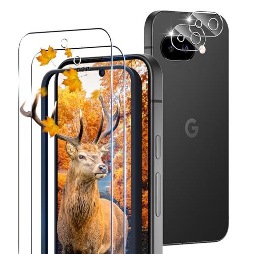 2+2枚セット 指紋認証対応 ガイド枠付き 用 Google Pixel 9A ガラスフィルム 2枚 グーグル ピクセル9A フィルム + 2枚（Yahoo!・ルミナスエイト ヤフー店）