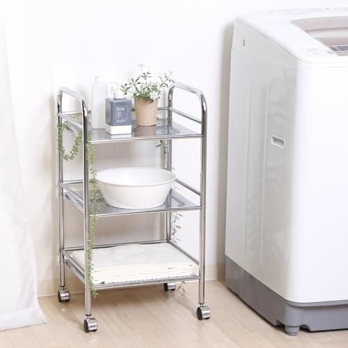 不二貿易 キッチンワゴン ラック 3段 幅40×奥行32×高さ74.5cm シルバー キッチン収納 スチール キャスター付き 組立商品 9339 |  | 02