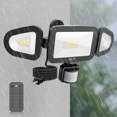 CLY LEDセンサーライト 屋内/屋外使用可 人感センサー LED投光器 42W 昼白色 6500K フラッドライト リモコン操作 自動点灯/ | 