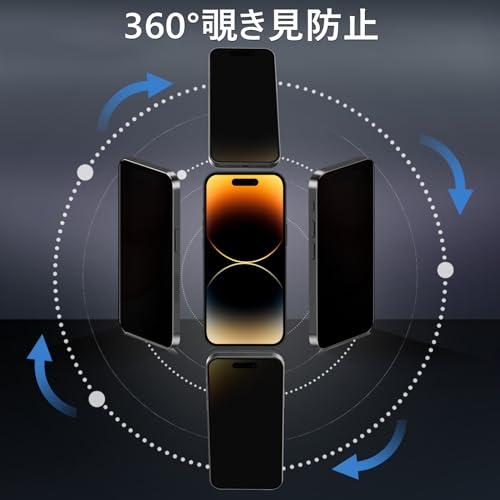 360度 / 2枚セット iPhone 14 Pro ガラスフィルム 覗き見防止 360 アイフォン14プロ 保護フィルム 360° 全方向 覗 |  | 01