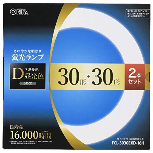 オーム電機 丸形蛍光ランプ 30形+30形 3波長形昼光色 長寿命タイプ 2本セット FCL-3030EXD-16H 06-4527 OHM | 