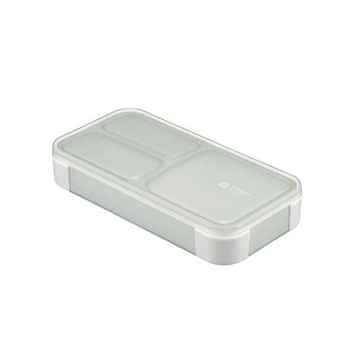 フードマン 弁当箱 立てて運べる 薄型弁当箱 400ml [ 抗菌 ] ライトグレー 汁漏れしにくい Wシーリング 4点ロックでしっかり固定 シ | 