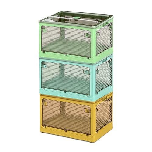 JPSunBloom 収納ボックス 折り畳み 積み重ね 蓋付き収納ボックス キャスター付き 全方向から取り出せる 大容量 三段ボックス 車用 収 | 