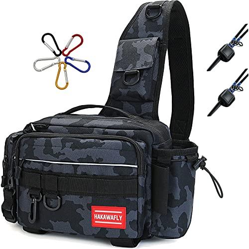 HAKAWAFLY フィッシングバッグ5WAY ロッドベルト2点とカラビナ5点付き