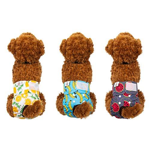 CuteBone 犬用マナーベルト おむつカバー犬用 調整 ミス 生理 果物柄 お漏らし対策 3枚セット 中小型犬用 D32S-JP | 