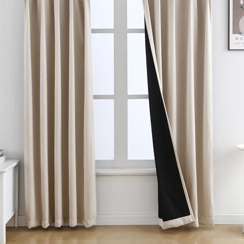 YeYeZhen カーテン 遮光カーテン 1級遮光 2枚組 黒裏地 断熱 防寒 防音