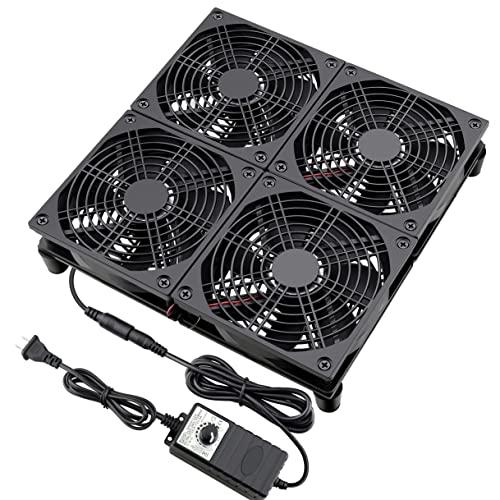 GDSTIME 4x120mm x 25mm 24cm 4連 DC 12V 冷却ファン換気扇 （AC 100V