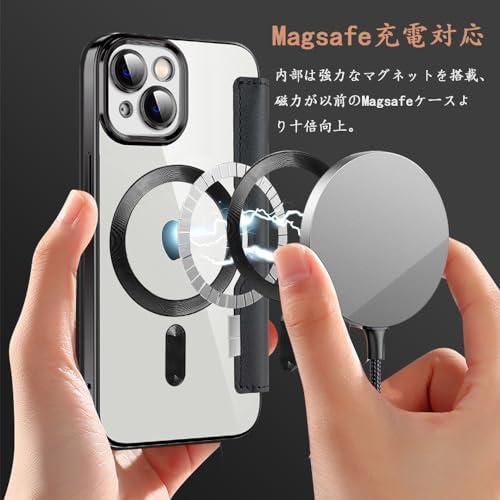 MuZiF iPhone 15 用 ケース 手帳型 Magsafe対応 クリア 背面 透明 高級