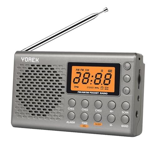 YOREK AM/FM/SW 高感度受信ポータブルラジオ 電池式 スリープ