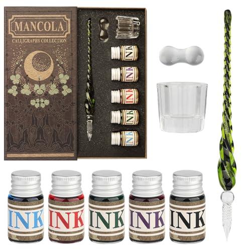 mancola ガラスペン セット インク5色 ペン1本 サインペン 万年筆